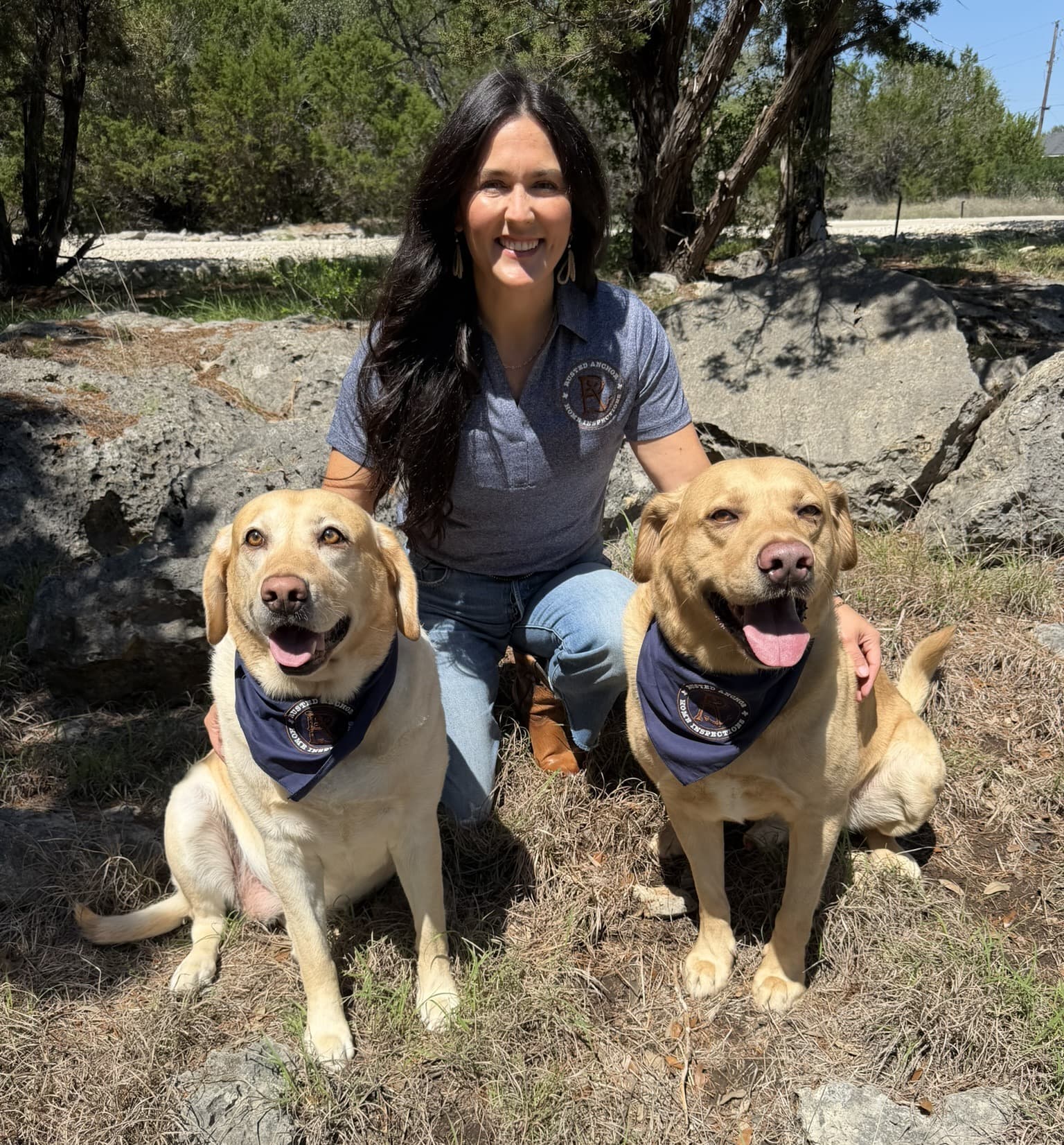 Christine with the family dogs