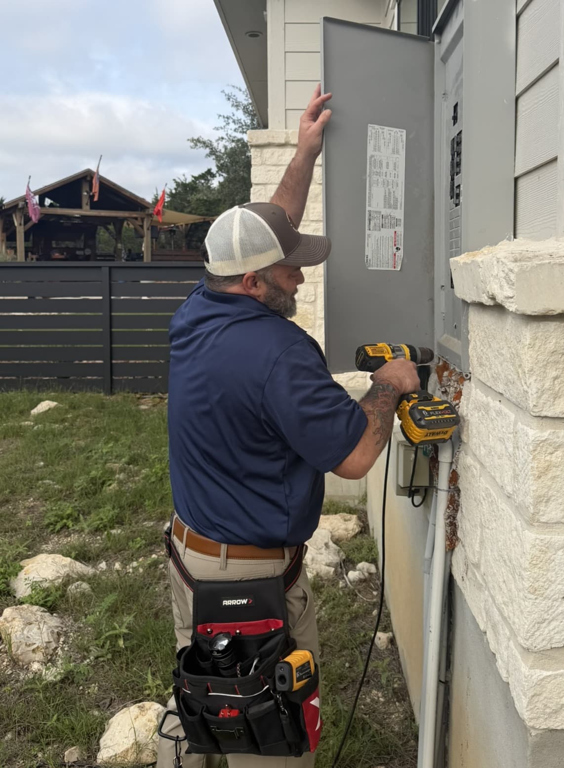 Jeremy inspecting an electric panel